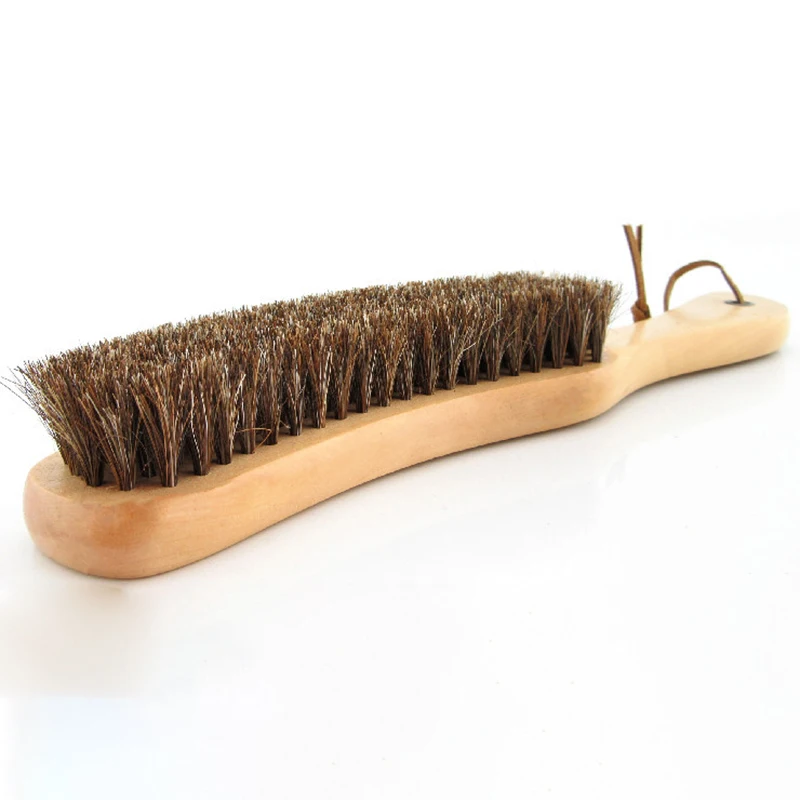 Solid Wood Brush Pure Horse Mane High-End Hat Special Cleaning and Care U-Shaped Curved Brush -1 piece