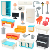 Big Building Block Mini Furniture Play House Compatible Duploed Accessories Assembly Parts Toys For Children