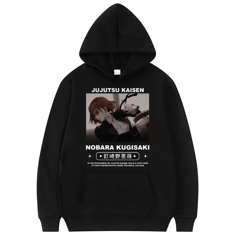 Anime Jujutsu Kaisen Kugisaki Nobara Print Hoodie Men Women Cartoon Casual Hoodies Unisex Hip Hop Streetwear Fashion Sweatshirt