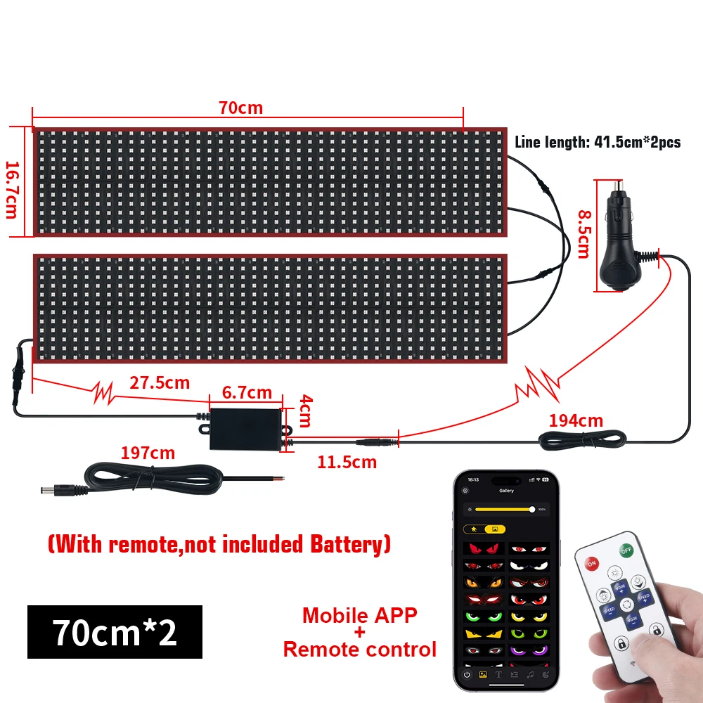 24V Truck LED Matrix Pixel Panel Devil's Eye Ambient Light board Windshield DIY Devileye Display Animation By App Remote Control image 3