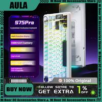 AULA S75 Pro Mechanical Keyboard Three-mode 4000mAH Long Life Tri Mode RGB PBT Multifunctional Gasket Gamer E-sports Keyboards