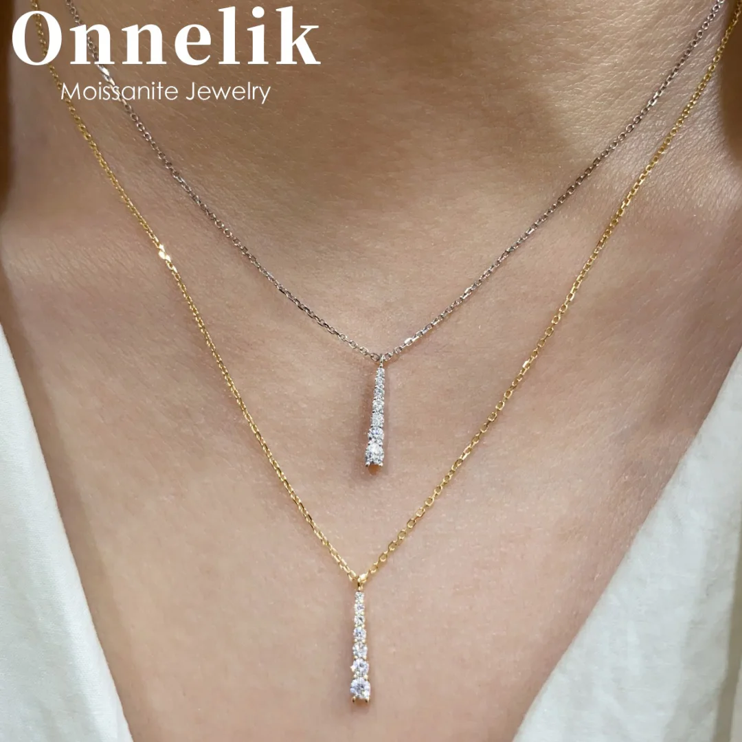 

Onnelik S925 Sterling Silver Light Luxury Moissanite/Zircon Y-Shape Fringe Long Pendant French Collarbone Chain for Women