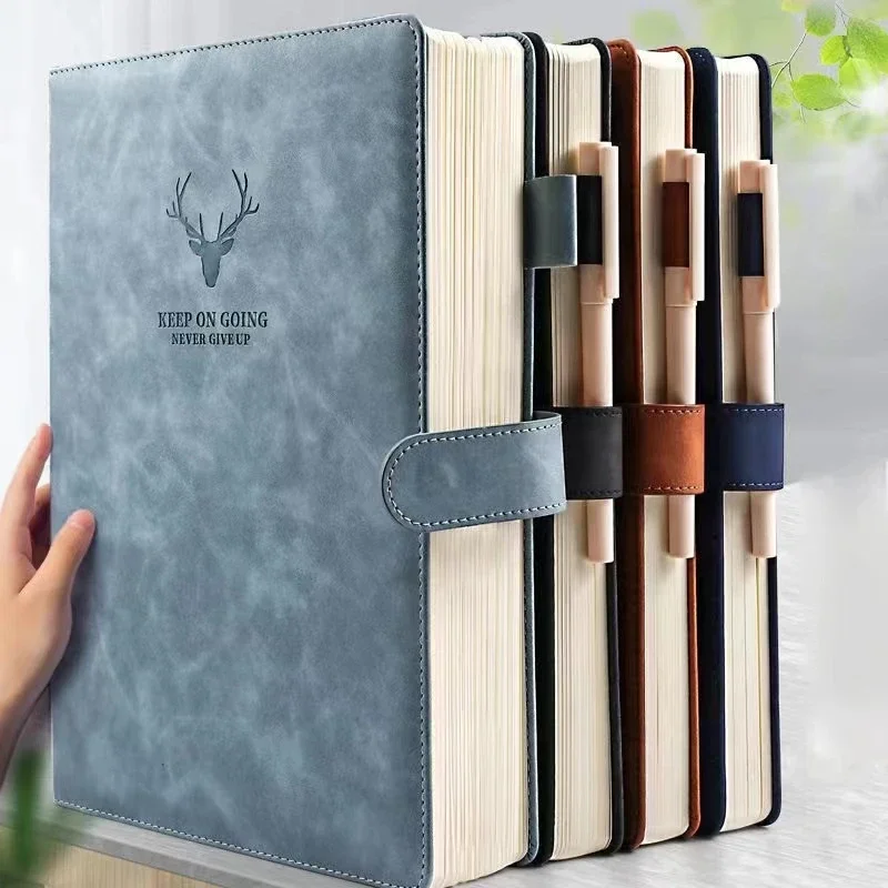 Ultra-Thick A4 Notebook - Soft Leather Business Notepad for Work Meetings Office Diary Sketchbook Cute Student Record Book
