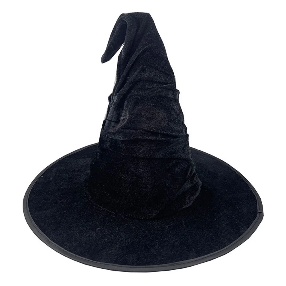 Women Witch Wizard Black Hat Costume Accessories Halloween Folds Hat Headgear Party Devil Cap Props Girls Halloween Party Suits