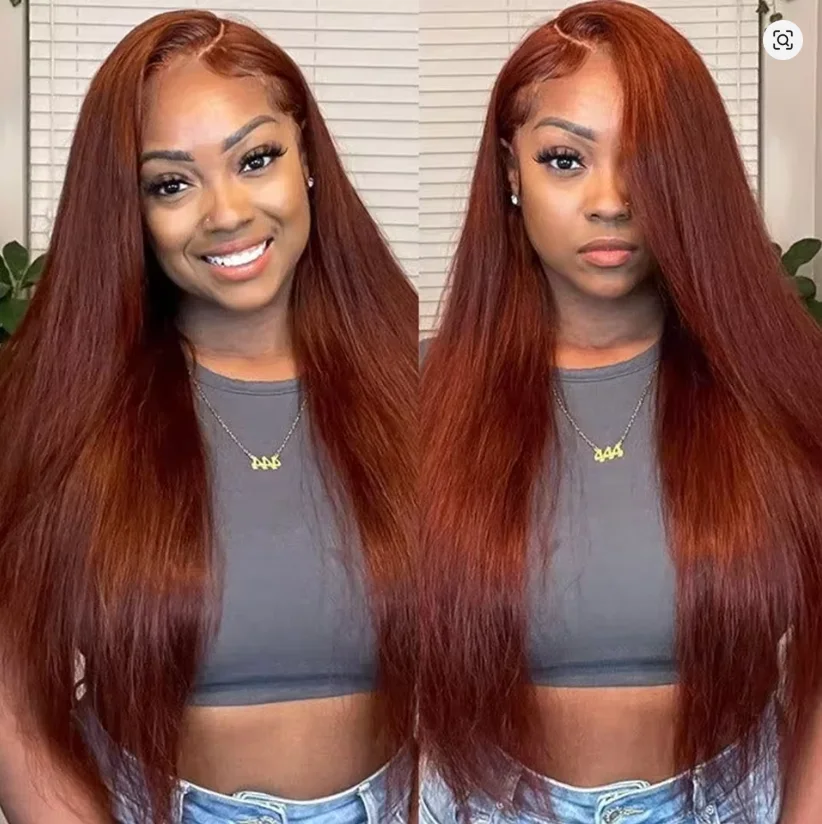 

16-32 inch Reddish Brown Brazilian Straight Wigs 13x4 Lace Human Hair Wig Colored Lace Frontal Wigs 100% Human Wigs Pre Plucked
