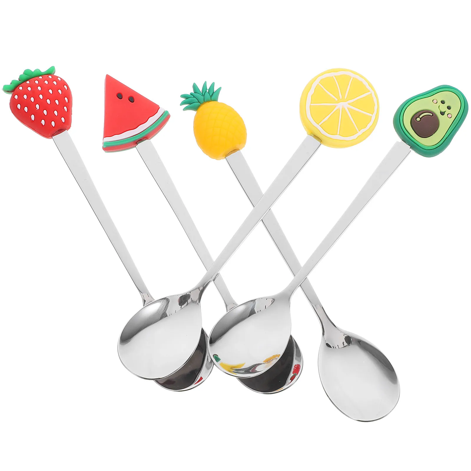 

5pcs Dessert Spoons Small Stainless Steel Scoop Portable Small Dessert Spoons Multi Function For Home Party Cake Ice Cream