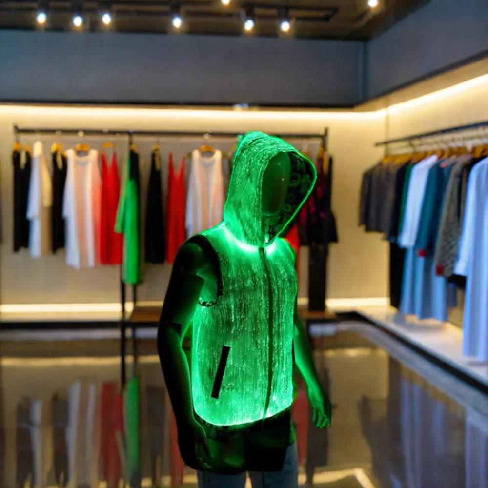 DIY LED Lighting Clothing Fiber Optic Fabric Hoodies for Wedding or Party Ball