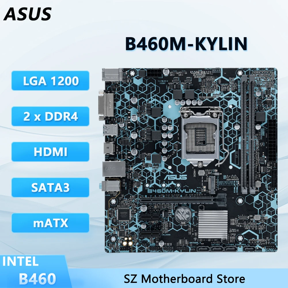 

ASUS B460M-KYLIN B460 LGA 1200 Motherboard Support i9-10900K/10900 i7-10700K/10700 i5-10600K/10400f i3-10100 CPU DDR4 M.2 mATX