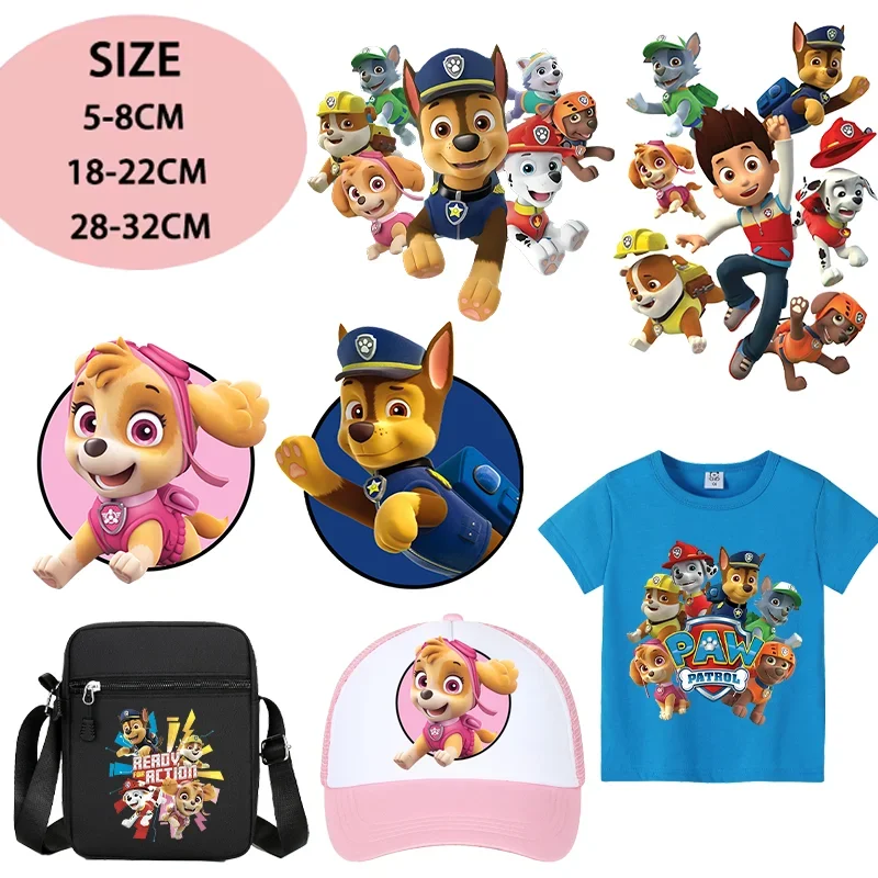 สติกเกอร์รีดร้อนลายพาวพาโทรล เชส สกาย การ์ตูนอนิเมะ สำหรับเสื้อยืด เสื้อฮู้ดดี้ เสื้อผ้า DIY แพทช์รีดติด ของเล่น