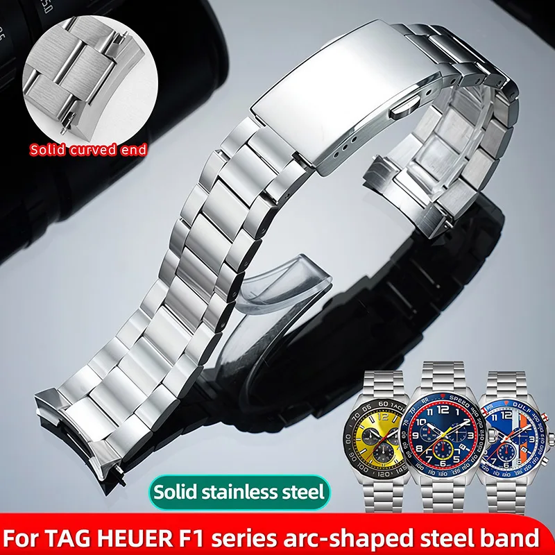 Solid/Stainless/Steel/Watch/band/For/TAG/Heuer/F1/Series/CAZ101AT/WAZ2011/strap/men's/Folding/Buckle/21.5mm/Curved/End/Bracelet