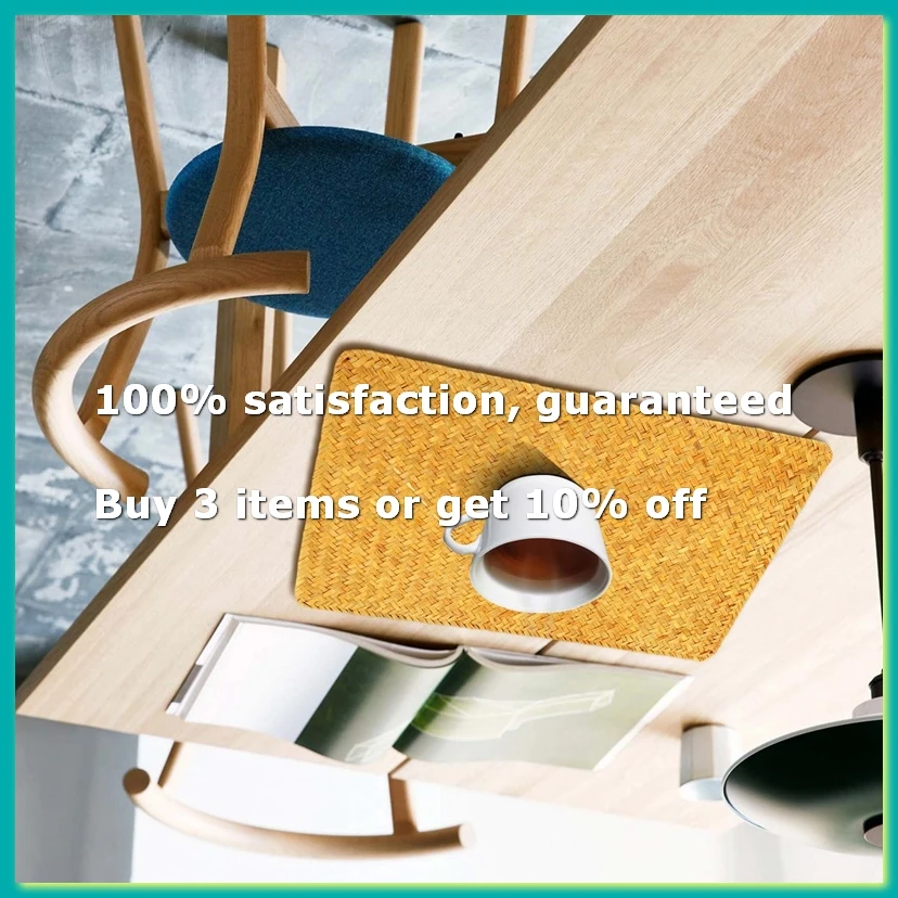 ●Pack of 4, Natural Seagrass Place MatHand-Woven Rectangular Rattan Placemats Straw Tea Cup Mat Potholder-ABFB