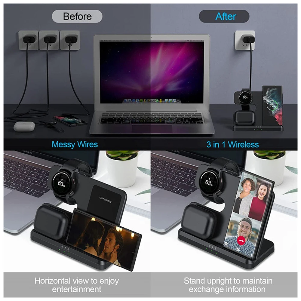 ที่ชาร์จแบบไร้สายอเนกประสงค์ฐานกันลื่นแท่นชาร์จโทรศัพท์มือถือตรวจจับได้รวดเร็วแท่นชาร์จโทรศัพท์มือถือมีประสิทธิภาพสำหรับห้องสำนักงานบ้าน