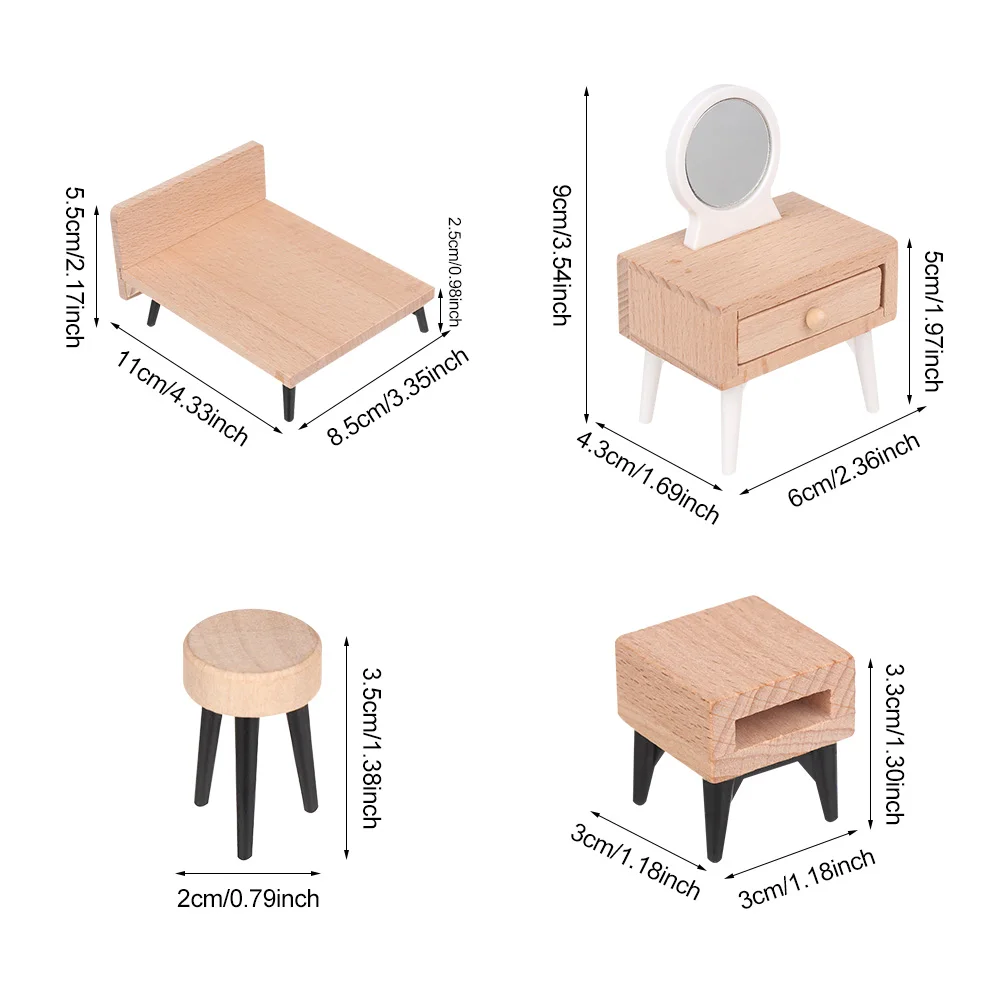 1:12 인형 집 가구 목재 미니어처 캐비닛 침대, 소파, 의자, TV, 여아용 인형 집 액세서리, 놀이 선물 척