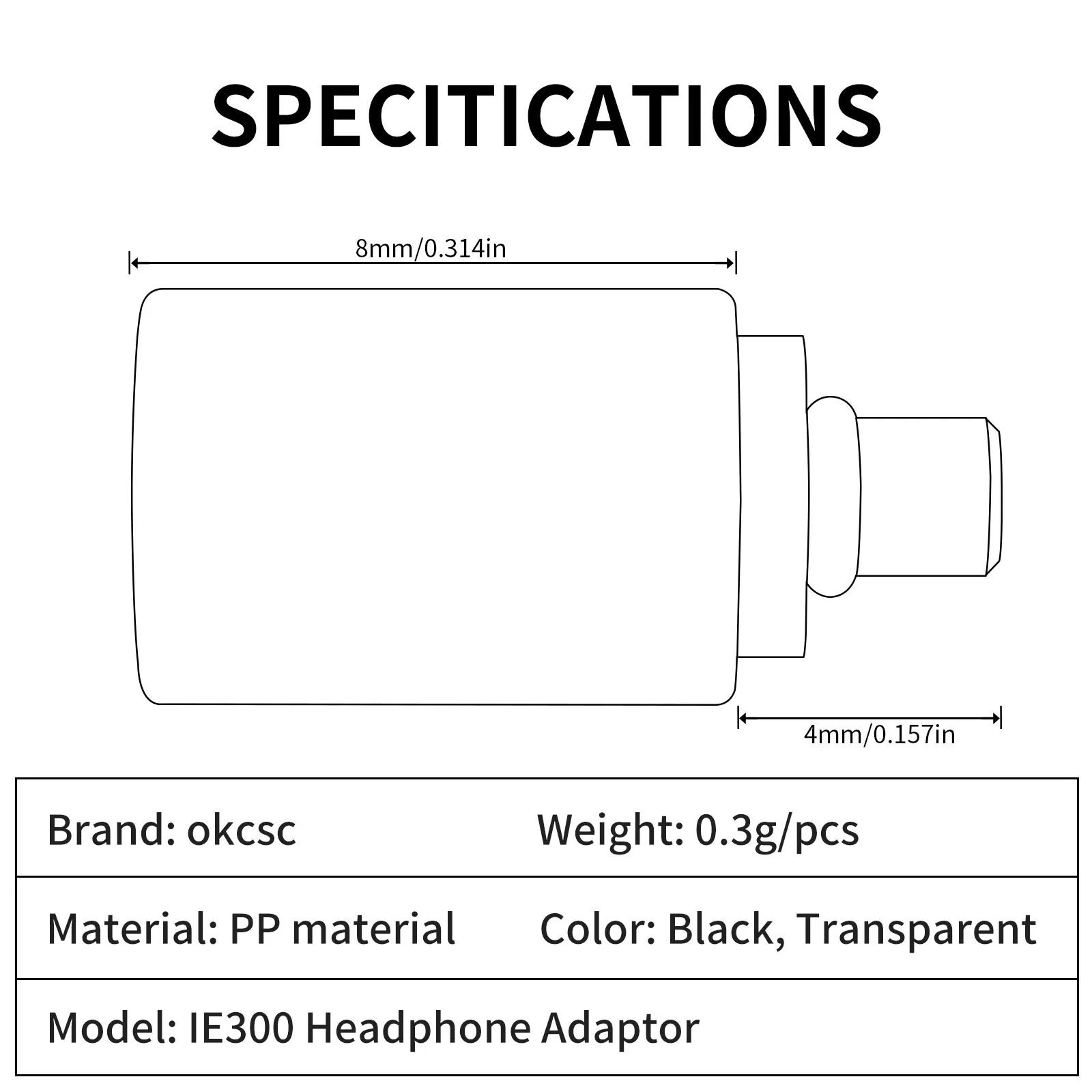 OKCSC IPX T2 Female IE300 Male Earphone Adapter to Earphones Earsets for SENNHEISER IE200/IE300/IE600/IE900/AKG N5005/N30/N40