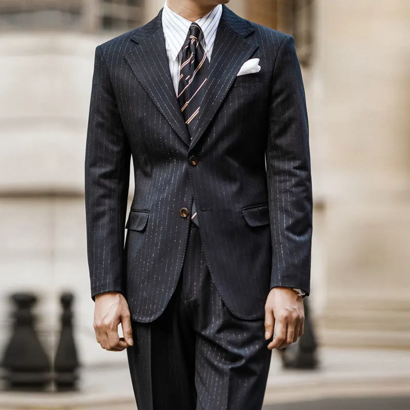 Metallic Stripes Quality Single Breasted Designer Suit 2 Piece Wedding Party Suit Groom Banquet Men Slim Costume Homme Mariage