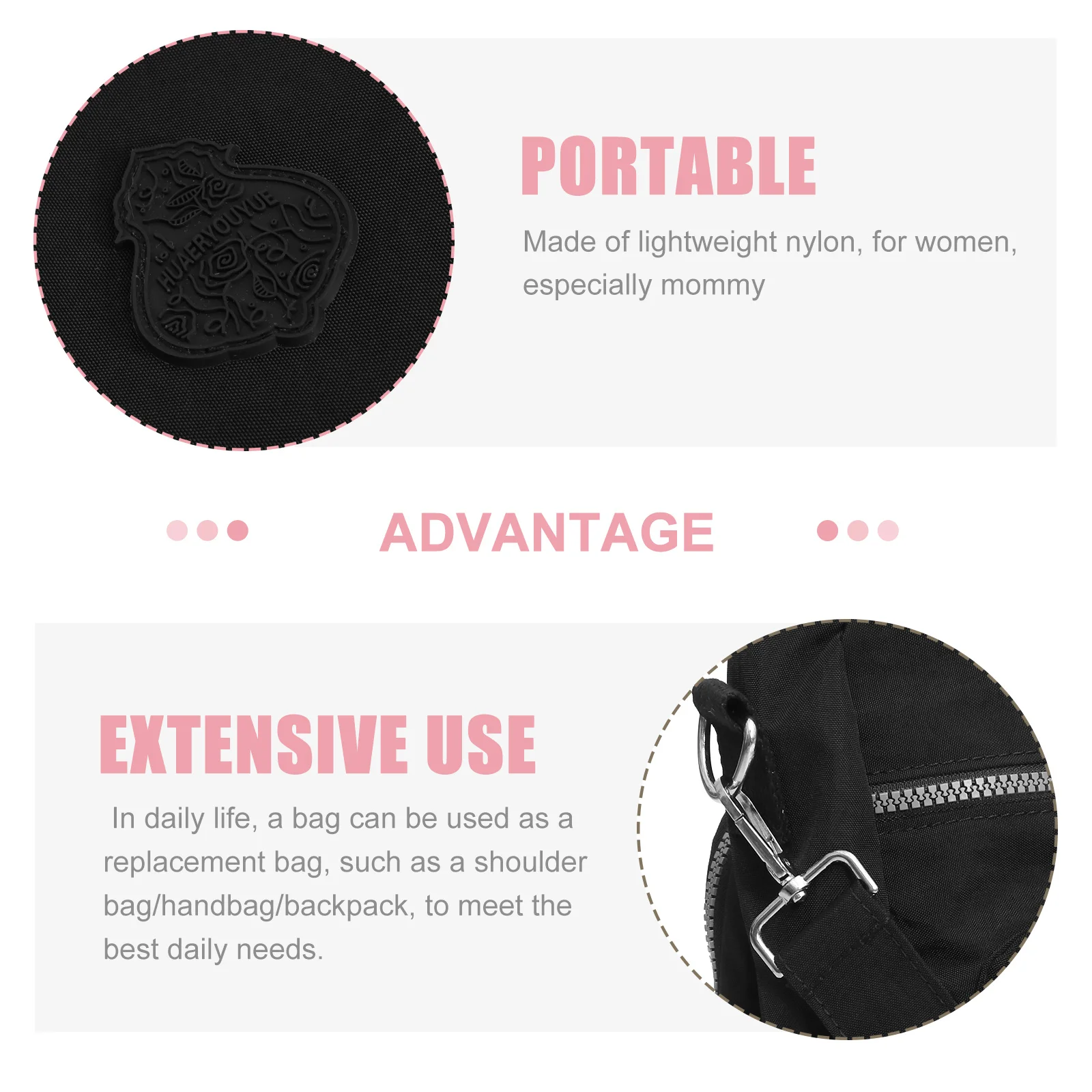 

Women Nylon Backpack Black Autumn Winter Casual Anti-Theft Water-Proof Mummy Shoulder Bag Large Capacity Multi-Function