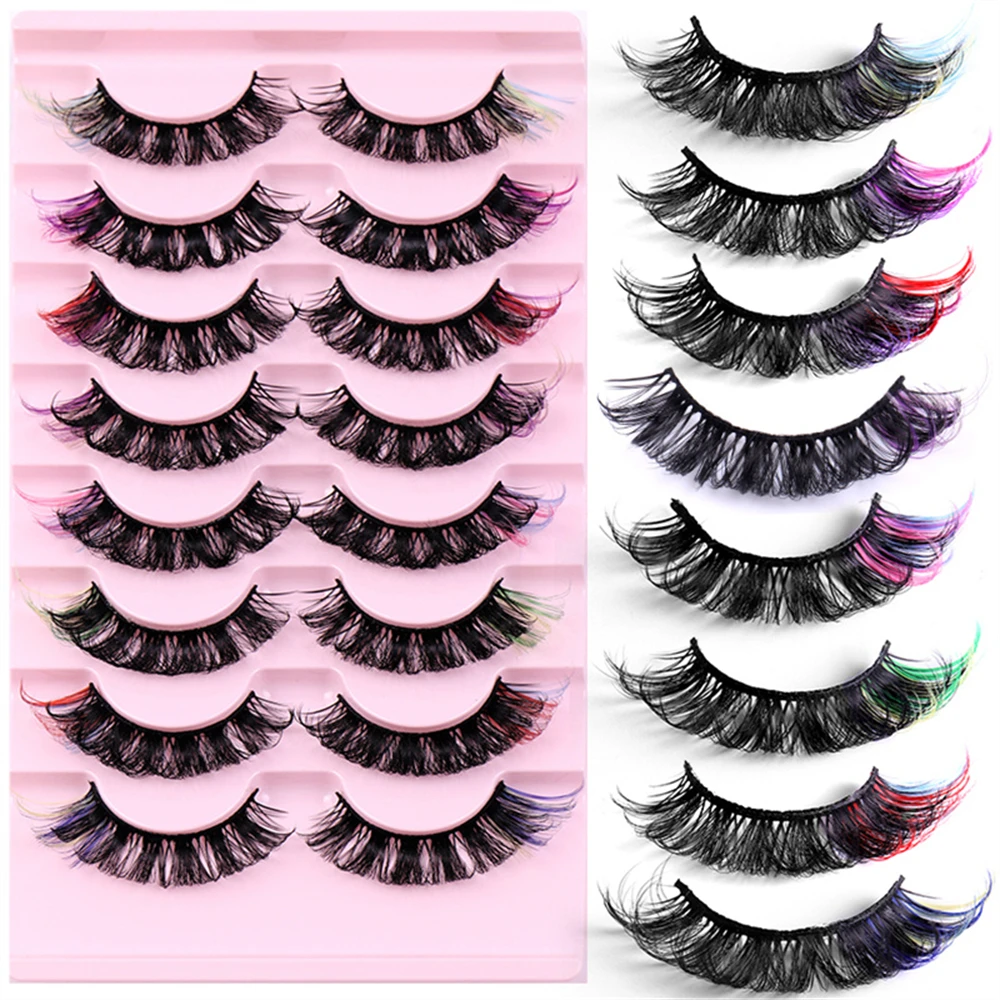 Pestañas postizas de visón de Color estéreo 8D, multicapa, rizo LD ruso, maquillaje oscuro, suministro estable para un aspecto de ojos mejorado
