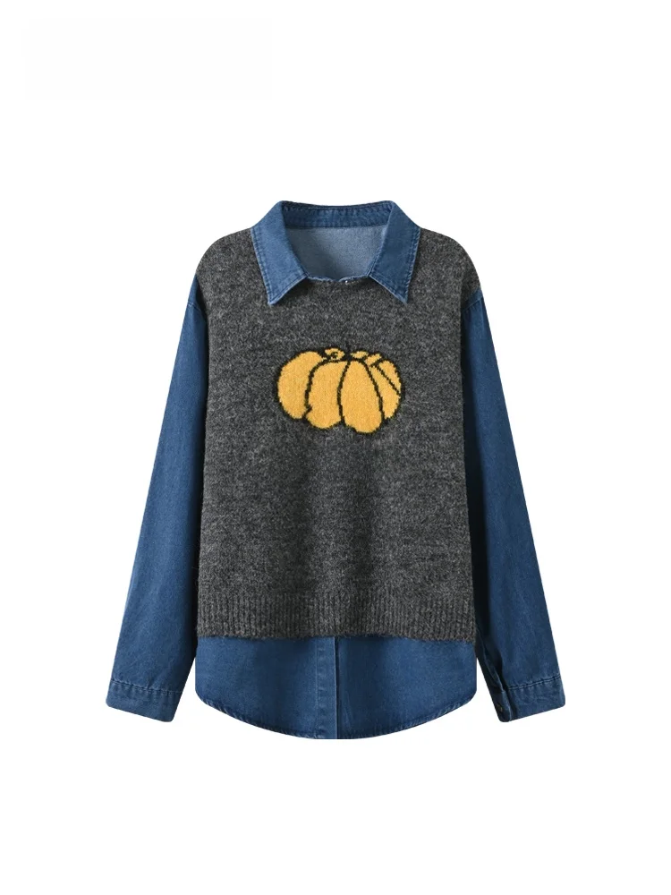 

CaraCLUB plus Size Long Sve irt Women Winter New Casual Anti-Aging Loose Top Trendy Fat Sister Casual Loose Fit irt