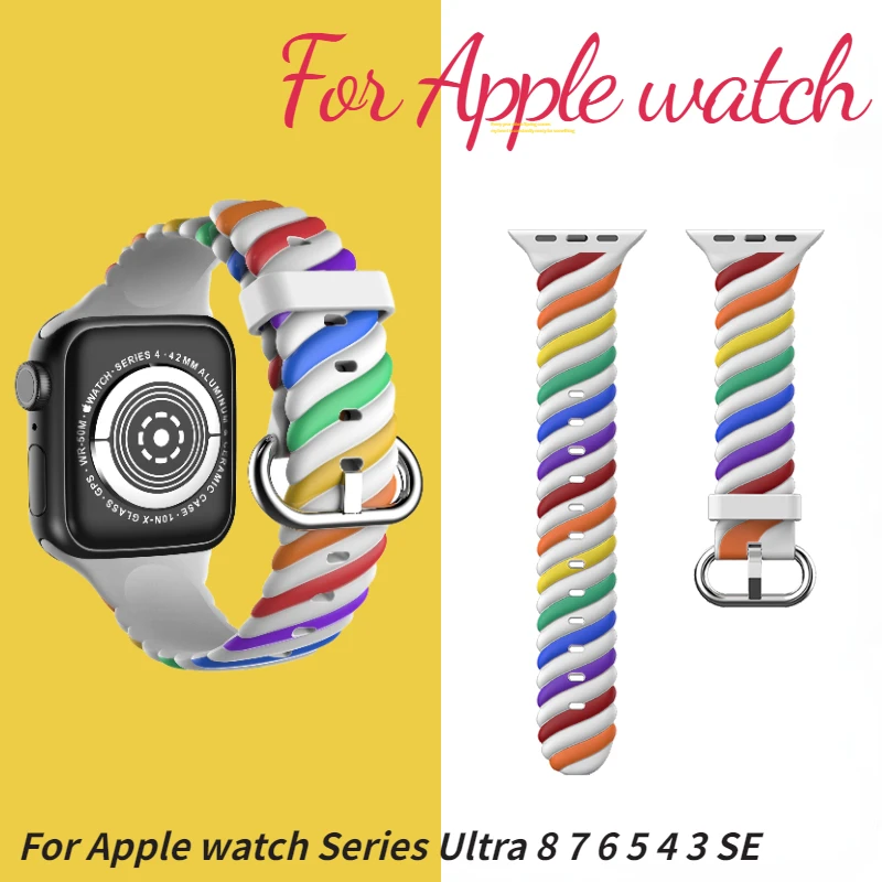 

Silicone strap For Apple Watch Series 49mm 45mm 41mm 44mm 40mm Ultra 8 7 6 5 4 SE Color sports bracelet Band iWatch 3 42mm 38mm