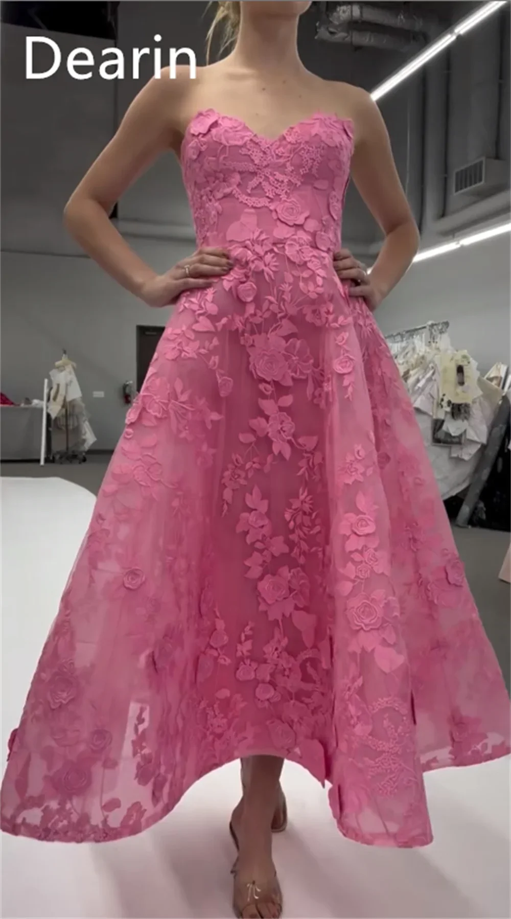 Customized Formal Gown Dearin Strapless A-line Ankle Length Skirts Applique Tulle Bespoke Occasion Dresses Evening Saudi Arabia