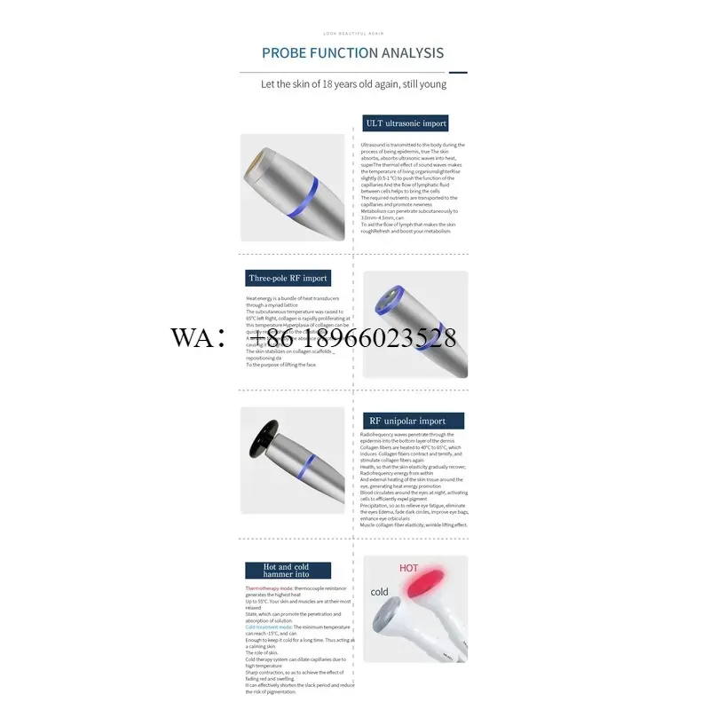 WMWMNU for Ultrasonic Beauty Instrument Anti-Aging Low Temperature Care Equipment Cool Feature Clinic Home Use