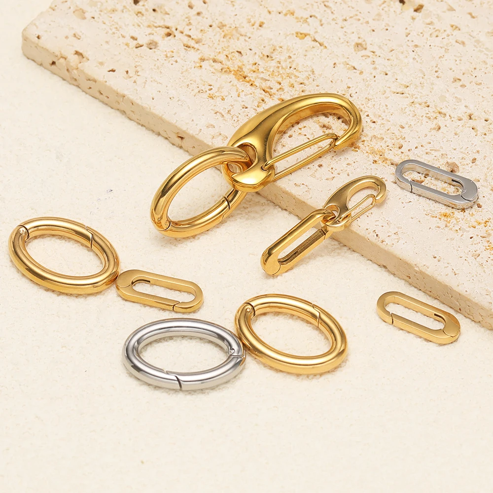 2 Stück Edelstahl-Oval-Karabinerhaken für DIY-Schmuckherstellung, Halskettenverbinder, Hundekettenzubehör, Armband-Karabiner – Detail 5