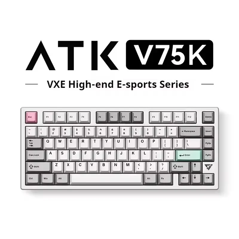 

ATK VXE V75X Высококачественная механическая клавиатура для киберспорта Беспроводная трехрежимная индивидуальная 80 клавиш с возможностью горячей замены RGB 1 мс Прокладка с низкой задержкой