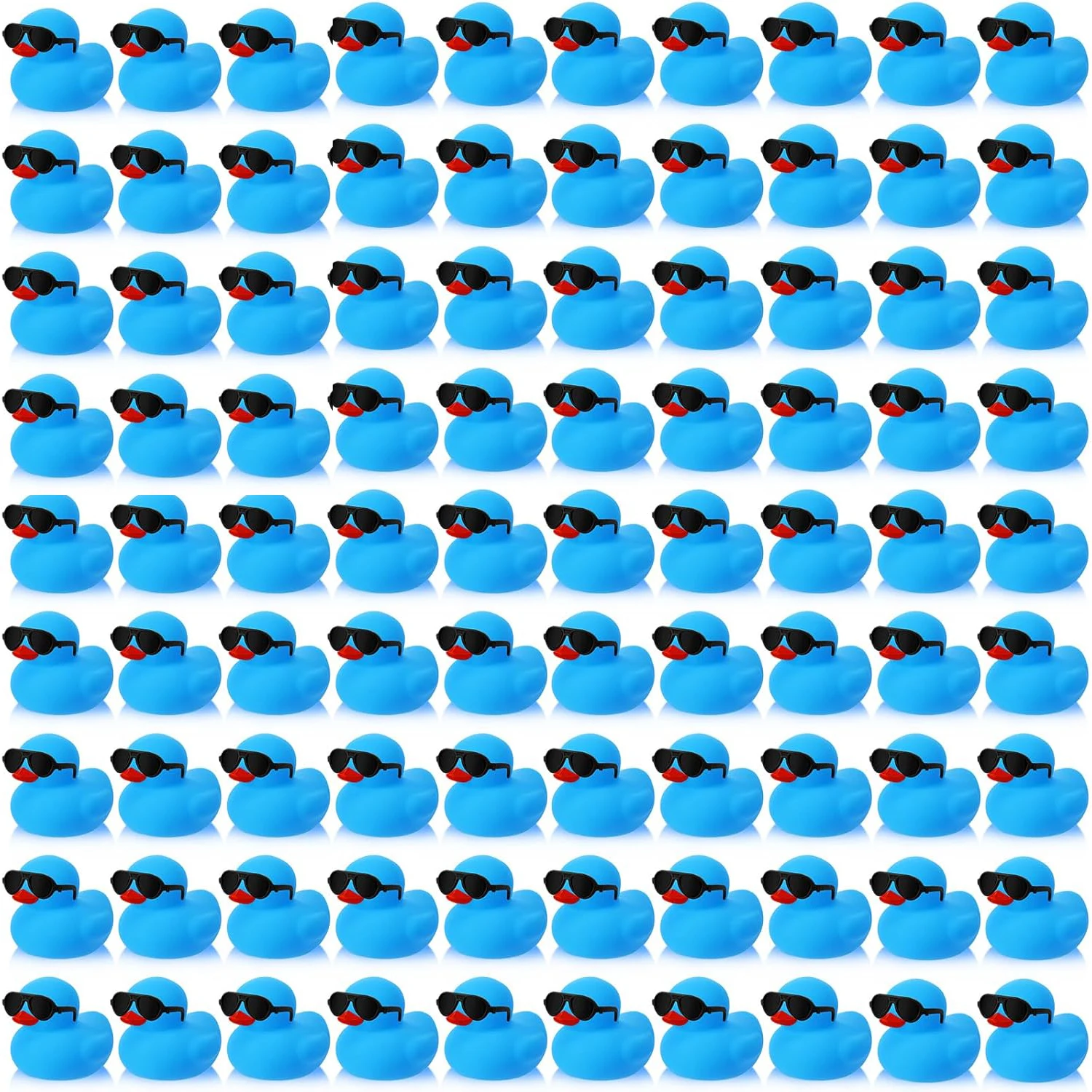 

1-100pcs Mini Rubber Ducks Blue Set in Bulk with Sunglasses Float Squeak Tiny Rubber Duck Toy for Kids Party Birthday Supplies