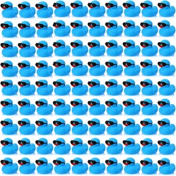 1-100pcs Mini Rubber Ducks Blue Set in Bulk with Sunglasses Float Squeak Tiny Rubber Duck Toy for Party Birthday Supplies