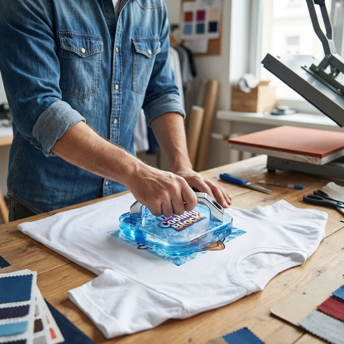 

DTF Cooling Block 10x10cm Crystal Cooler with Handle for DTF Printing Heat Transfer Sublimation Fast Cool Down Craft Tool