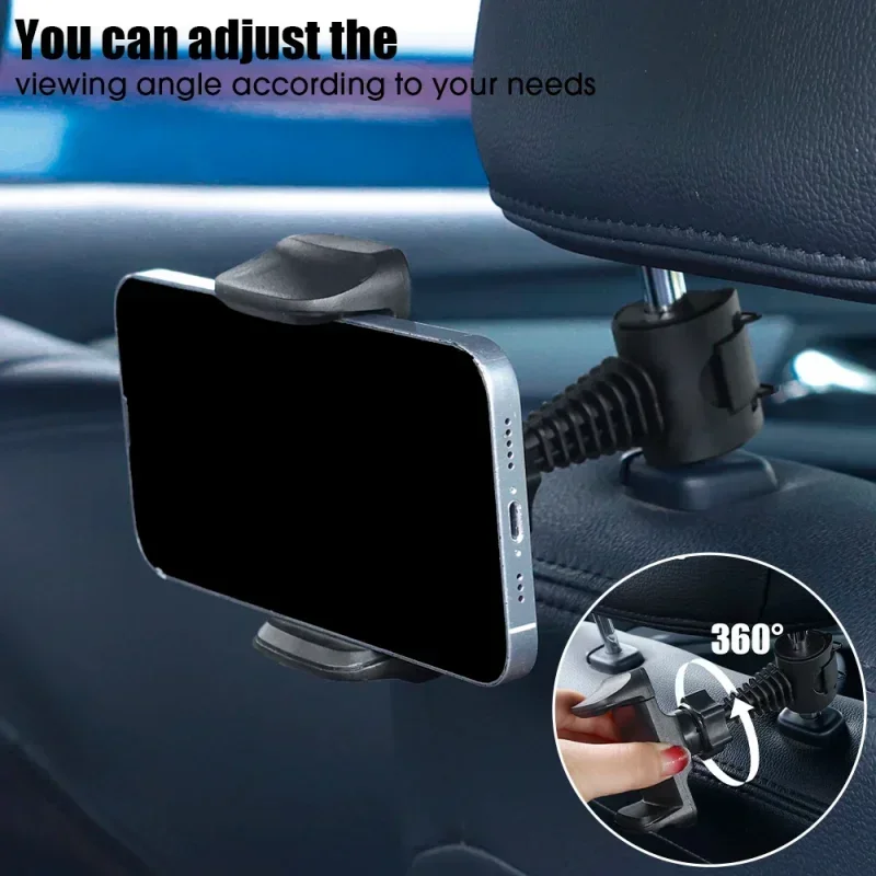 

New Universal Car Back Seat Headrest Support Bracket Adjustable 360 Degree Rotating IPad Mobile Phone Black Bracket In Car