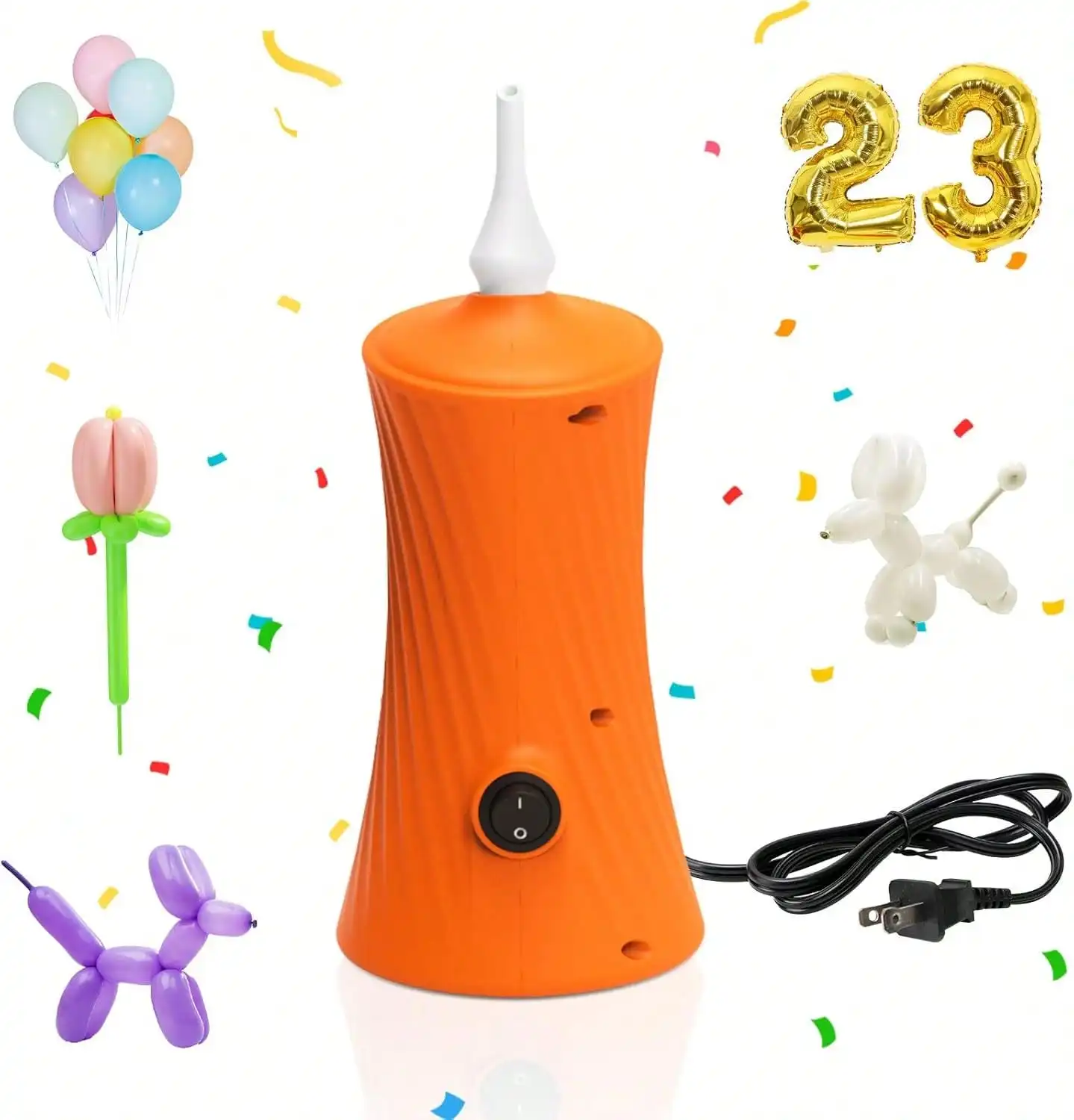 Bomba de aire eléctrica para globos largos, inflador de globos eléctrico, inflador de globos para globos de aluminio con forma de animales en fiestas de cumpleaños para decoraciones.