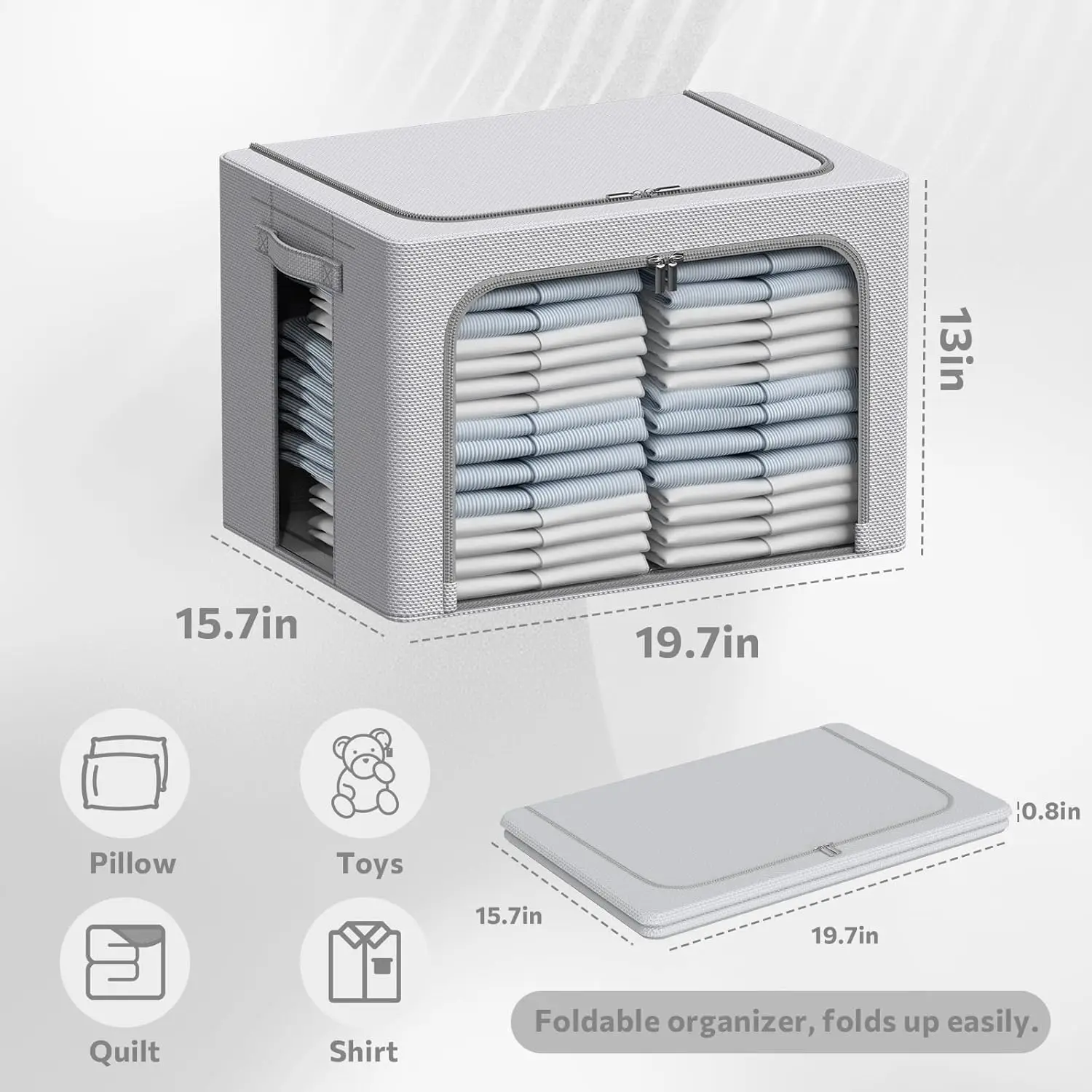 Складной ящик для хранения из 3 штук с прозрачным окном, органайзер большой емкости для одежды и дома