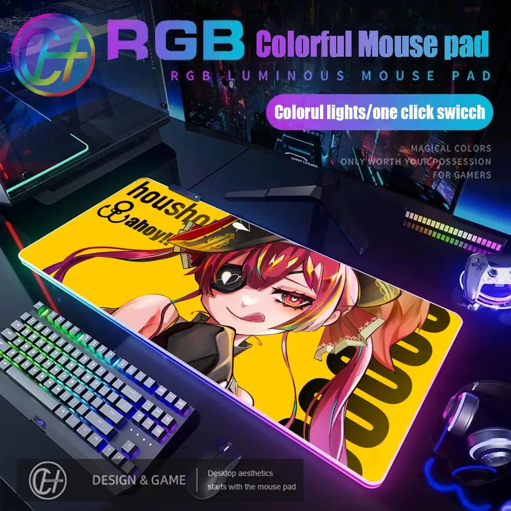 

XXL 900X400X3 Коврик для мыши RGB Игровой коврик для мыши Настольный коврик HD Gamer Большой светодиодный светильник XXL Hololive Houshou Marine Коврик для мыши