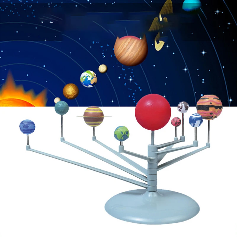 Montessori Children STEM Toys DIY Assembly Solar System 9 Planets Model Science Kit Educational Board Game Toy For Kids Gifts