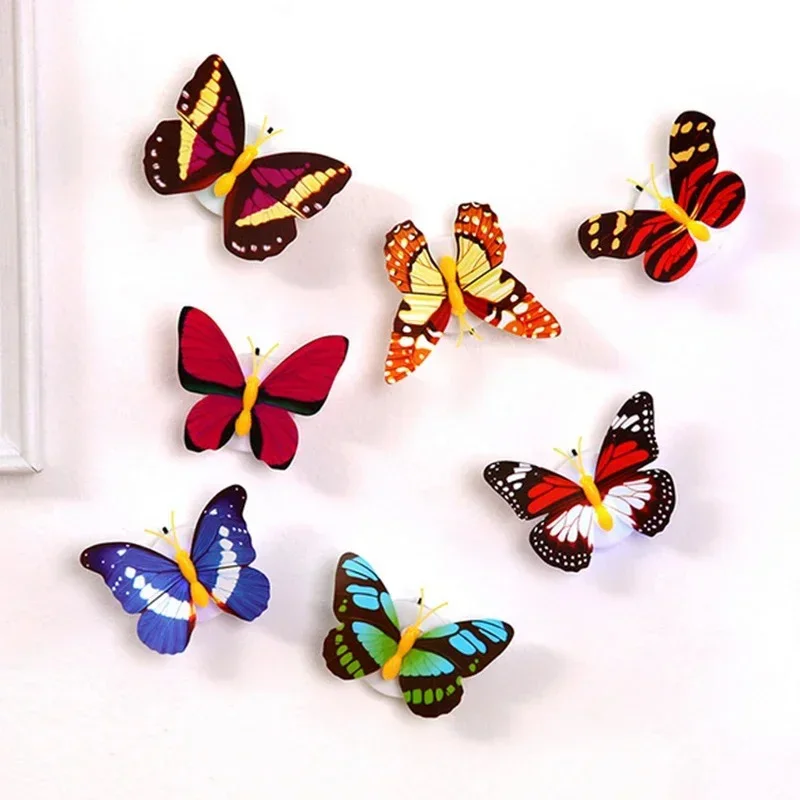 Diy LED Home Decoration Wall Light Butterfly Night Light Creative Funny Colorful Luminous Butterfly Light Stickable Color Random