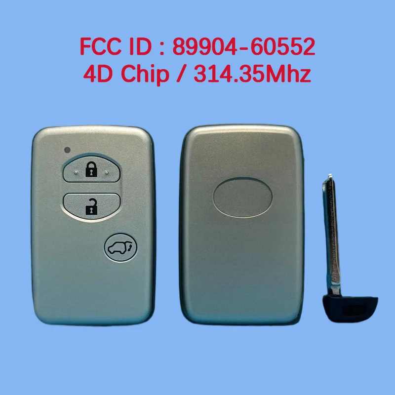 

CN007374 Послепродажный 3-кнопочный смарт-брелок 314,35 МГц FCC 89904-60552 4D чип для Toyota Prado 2010-2017