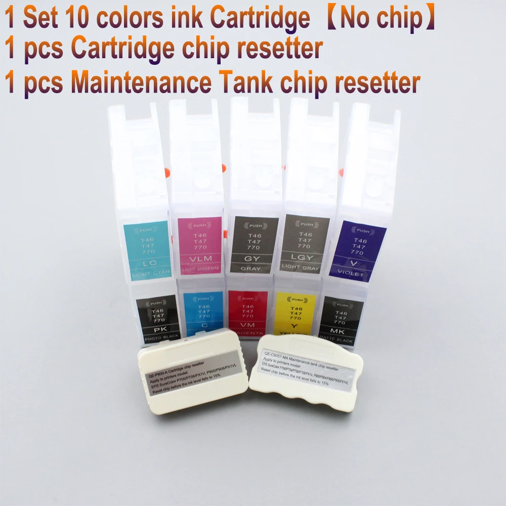 T46S T46Y T47A Refillable Ink Cartridge No Chip For Epson SureColor SC-P700 SC-P900 P700 P900 Printers Without Chip