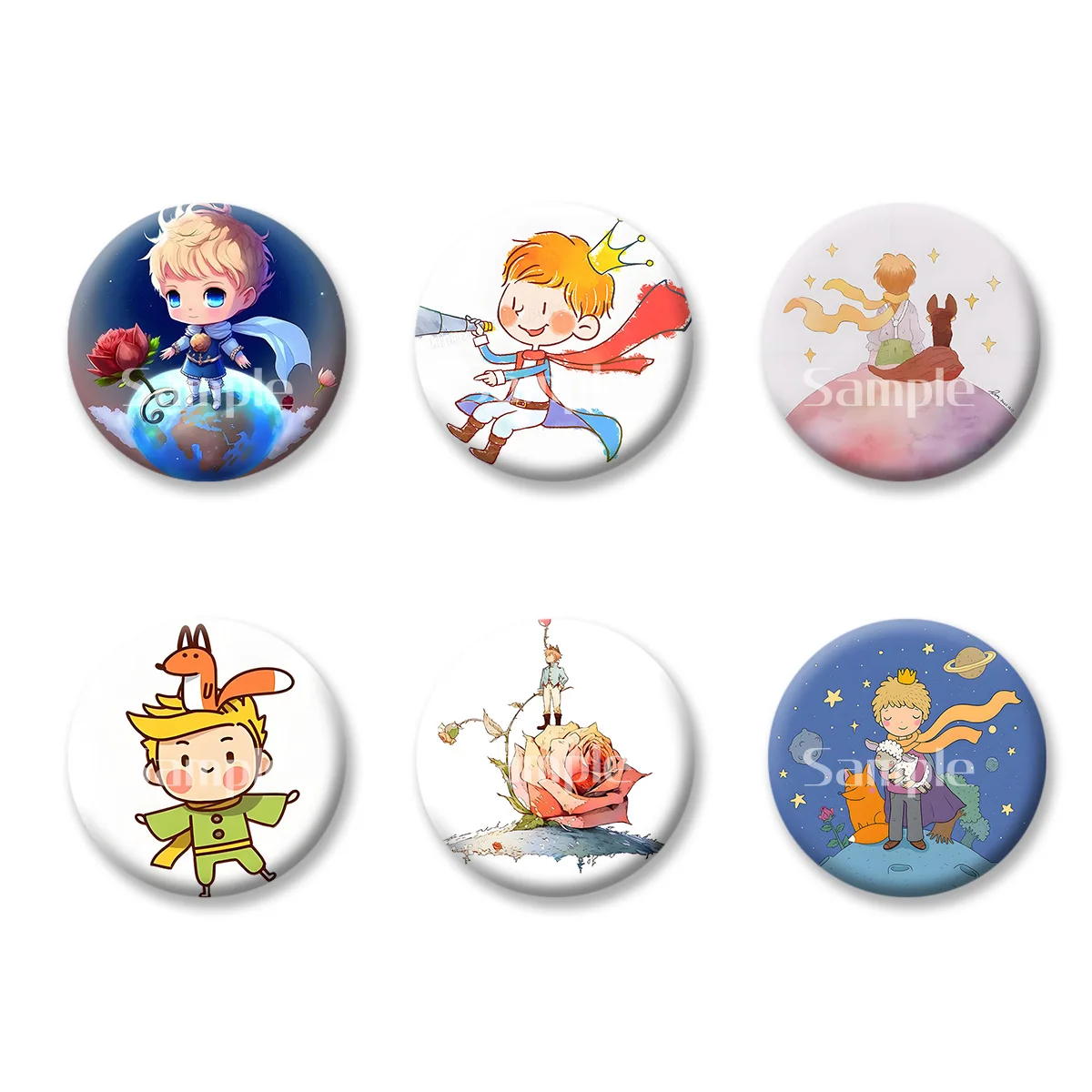 

The Little Prince Rose Fox Anime Cartoon Flash Badge Keychains Makeup Mirror Fridge Magnet ACG Goods Game Peripherals Toy Gift
