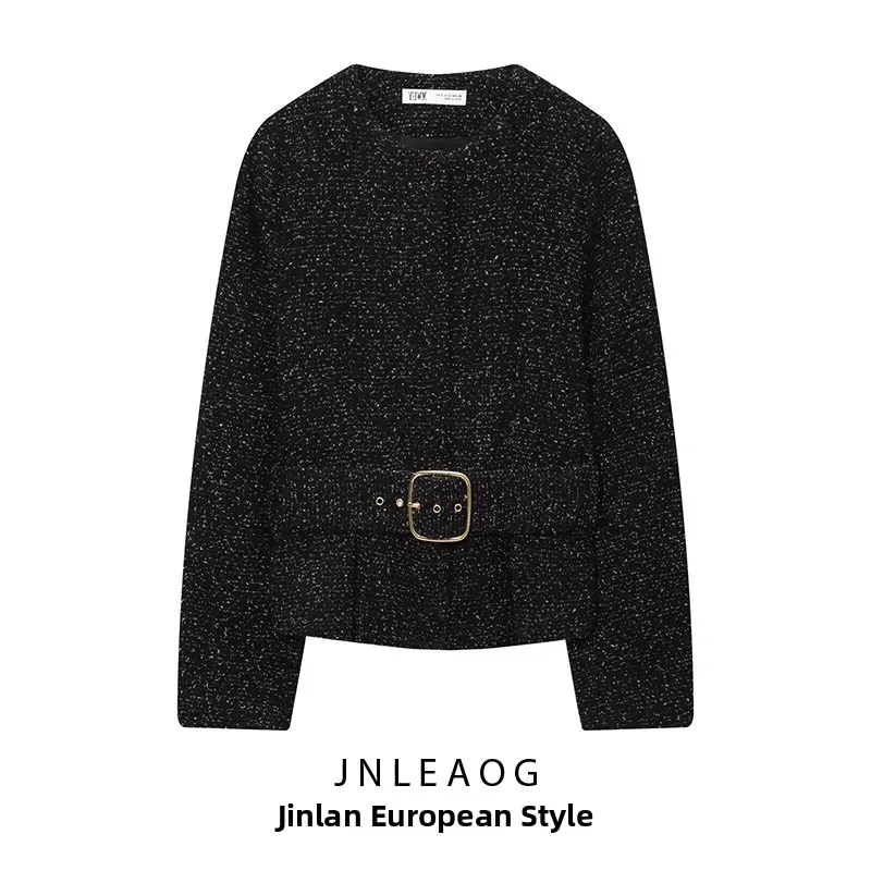 

Faionable Versatile Women's Suit Jaet with Belt Texture JNLEAOG Autumn New Arrival ort Outerwear Polyester Fiber