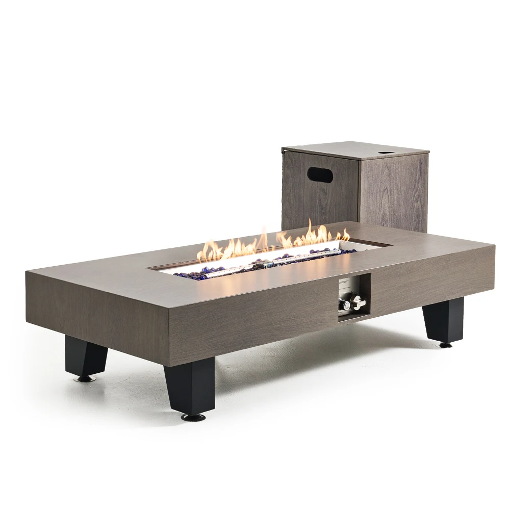 

54in Propane Fire Pit Table with Rain Cover,50,000BTU Rectangular Outdoor Heater for Patio/Backyard/Deck