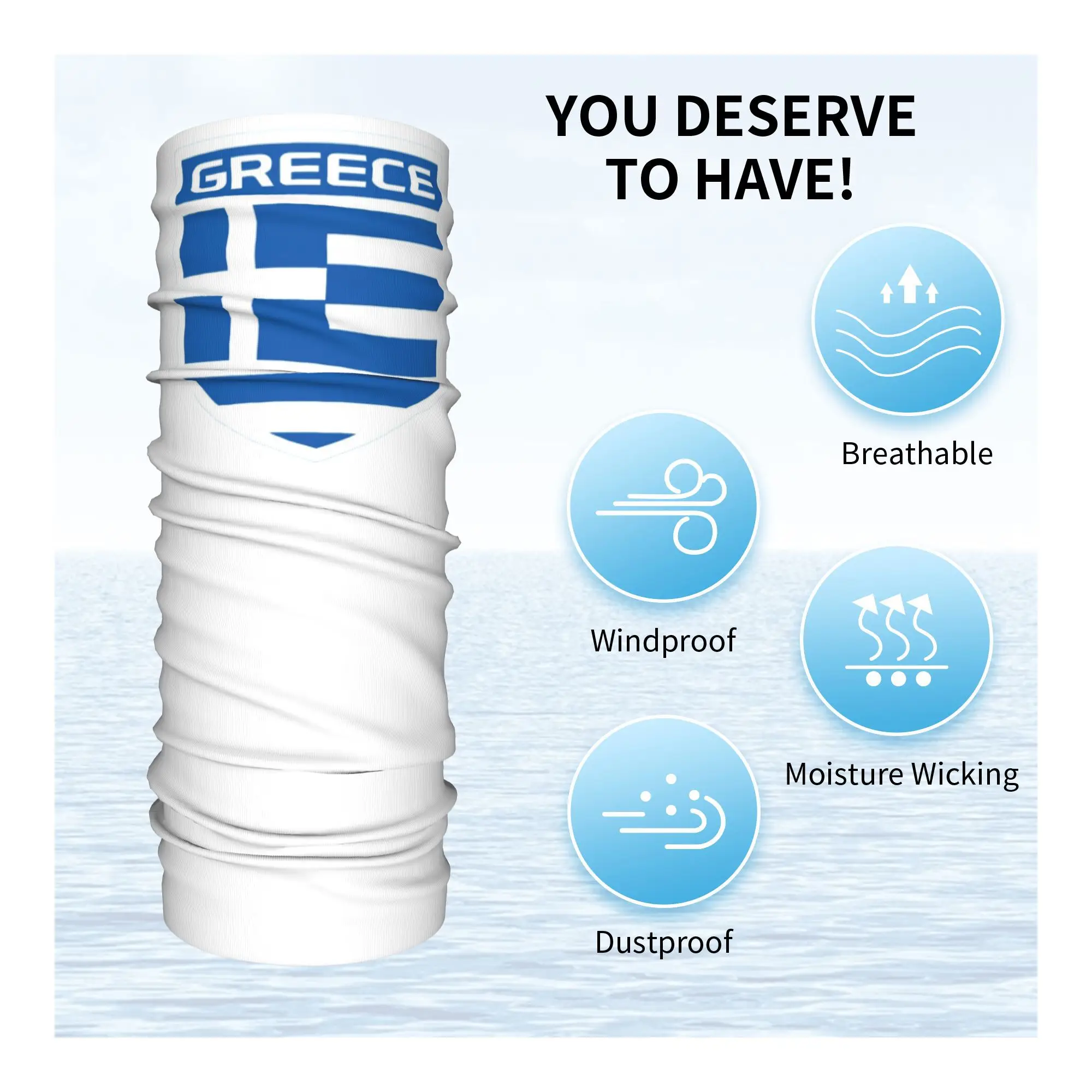 Greece Greek Flag  Bandana Neck Cover Wrap Mask Scarf Multifunction Cycling Scarf Outdoor Sports For Men Women Adult Breathable