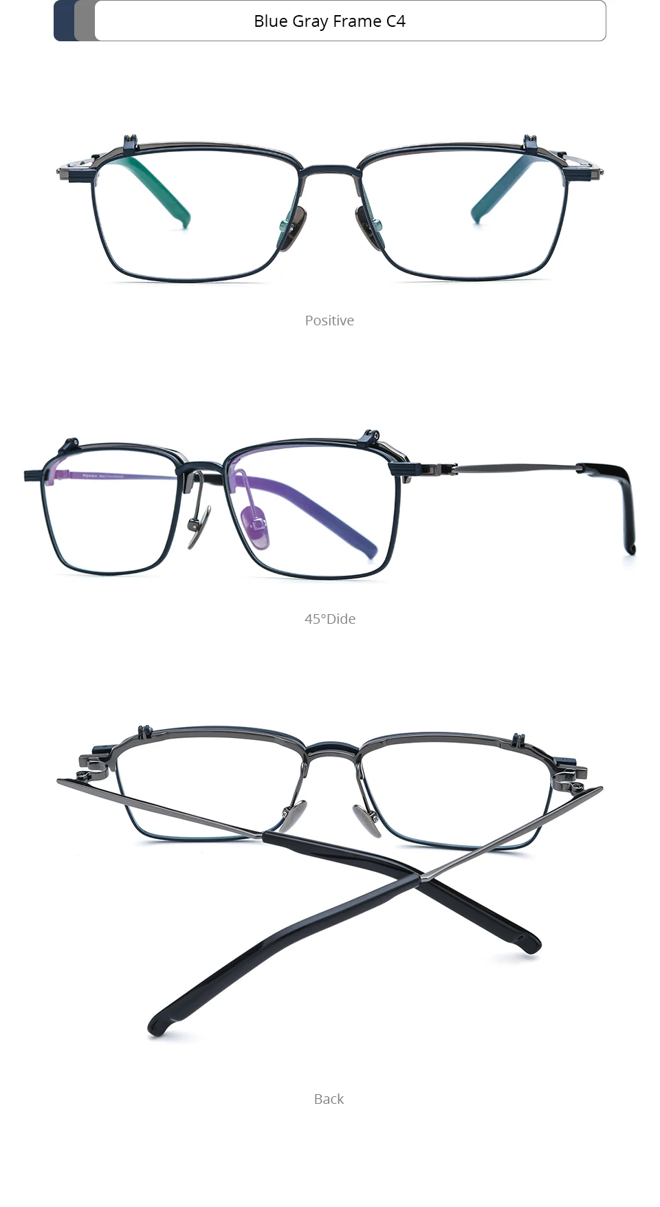FONEX Titanium Glasses Frame Men Brand Design Flip Square Eyeglasses Frame Flip-up High Quality Japanese Ultralight Eyewear 401T
