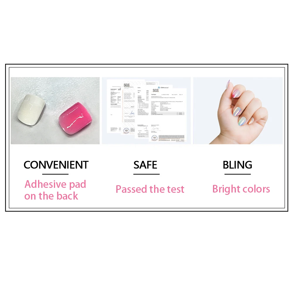 24pcs Children Press on Nails Colorful Fake Nails for Girls Bling Cute Nail Tips Little Miss Glitter False Nails for Kid