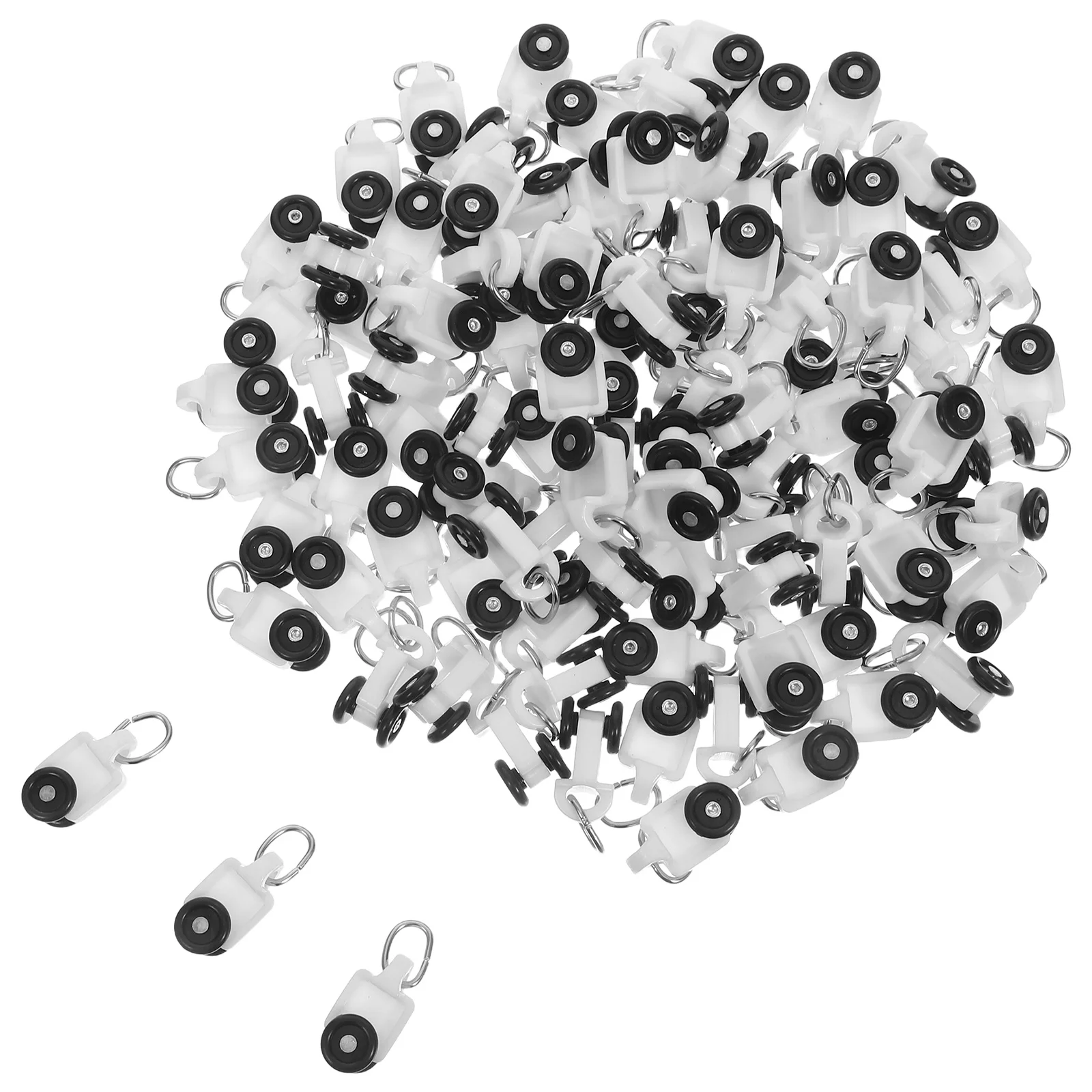 

100pcs Silent Curtain Track Rollers Dual Wheel Carriers Smooth Gliding Sliders Noise-Free Rail System - Curtain Track