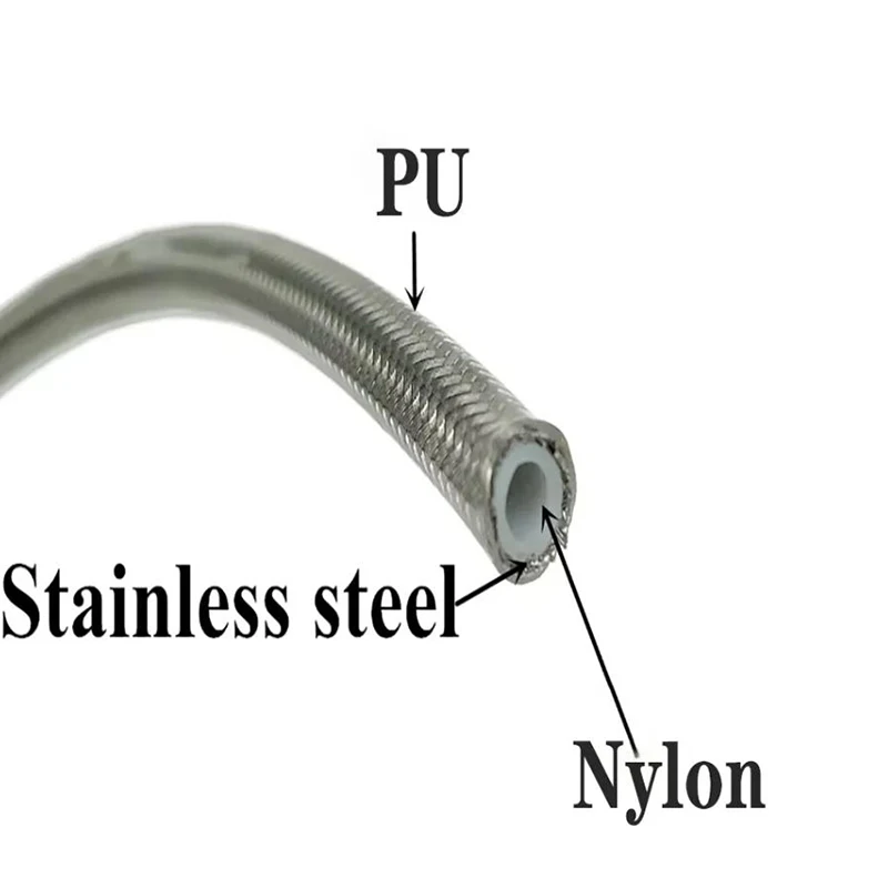 AN3 Hose Stainless Steel Braided Motorcycle Hydraulic Brake Hose Line Nylon / PTFE Clutch Oil Line Dirt Bike Modification Pipe