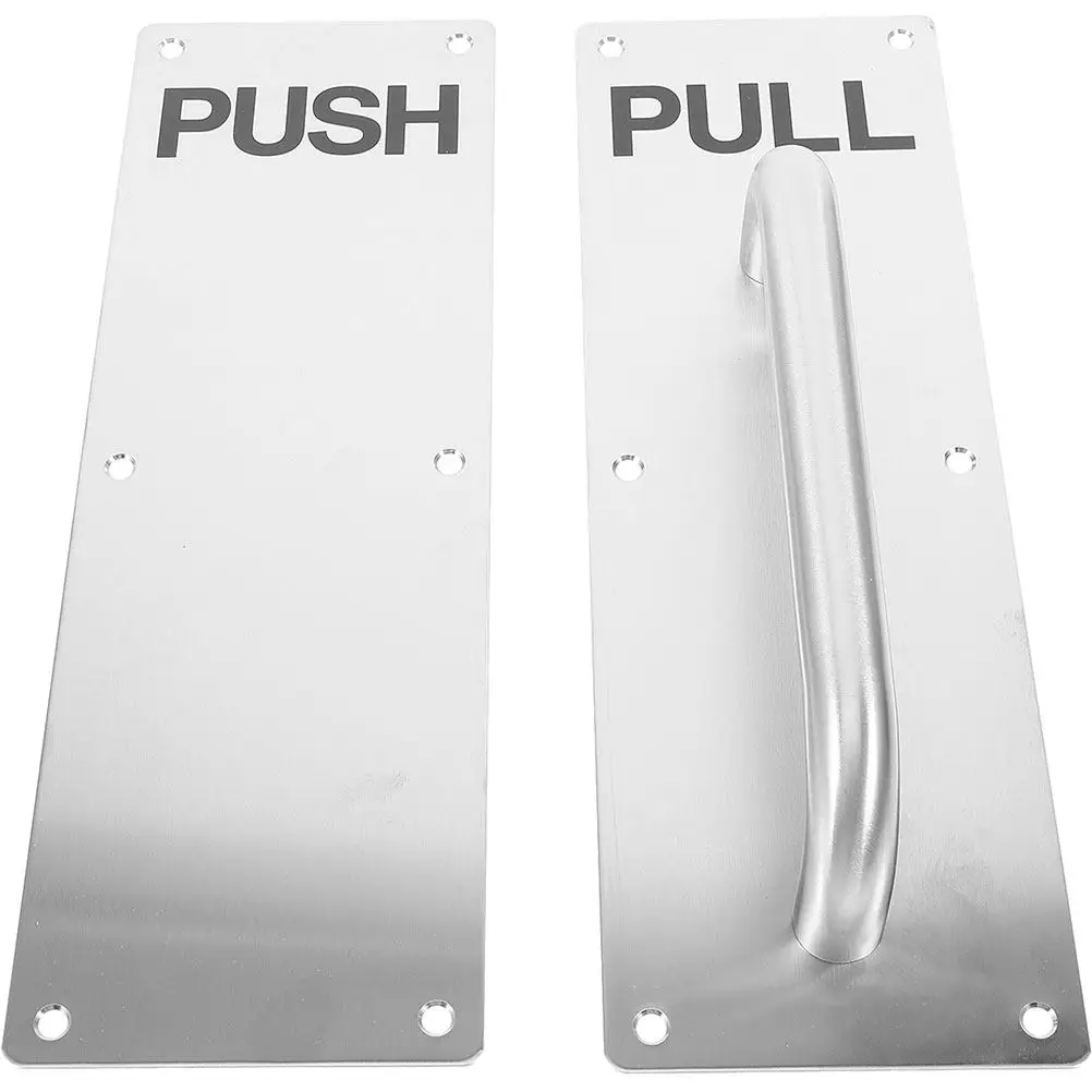 1 Set Barn Door Pull Handle Kick Plate Commercial Handles Push Plates Knob  Stainless Steel Push Pull Door Handles For Fire Door