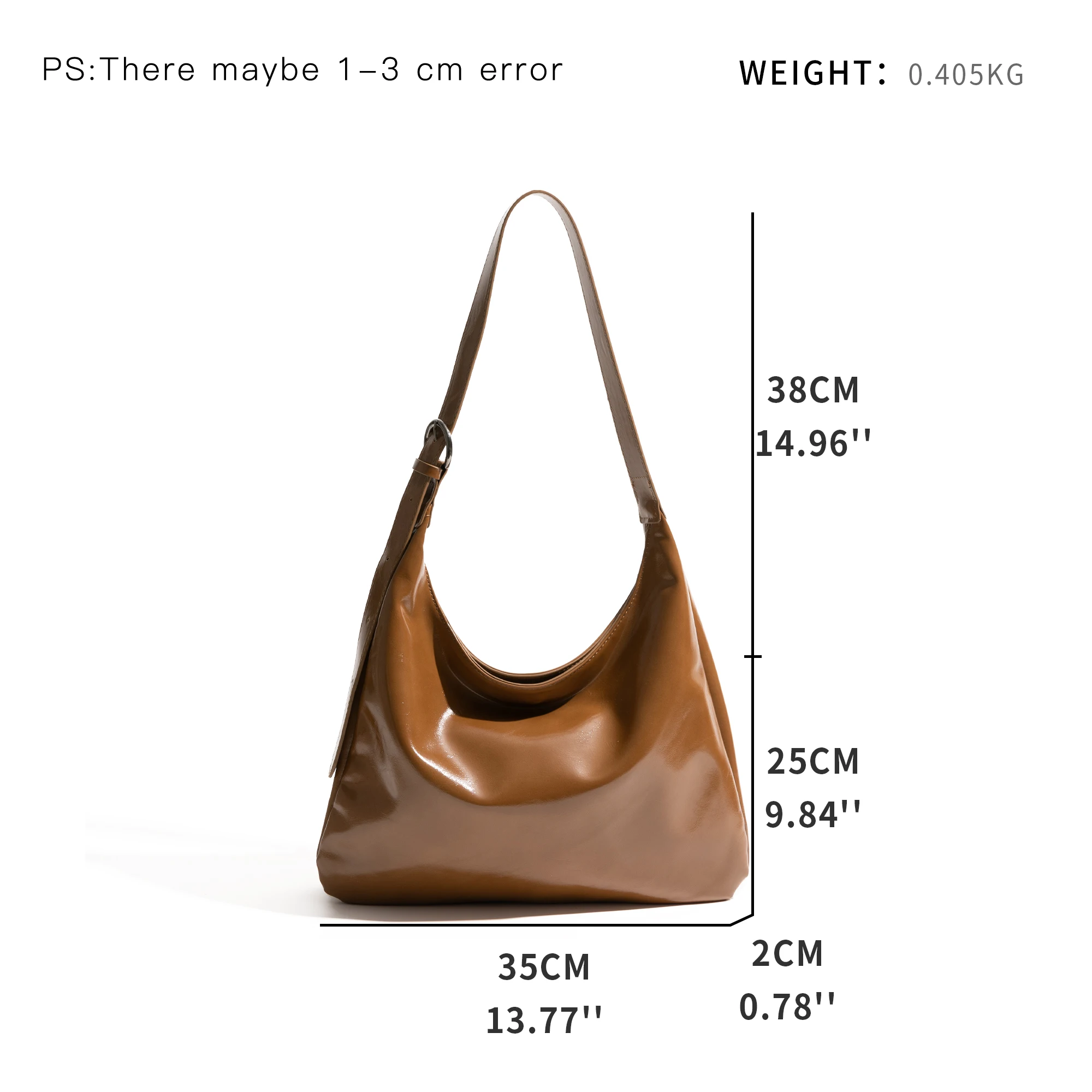 KOKOPEAS PU Leather Underarm Shoulder Shopping Bag For Women Solid Color Smooth Leather Fashion Phone Phone Ladies Tote Handbag