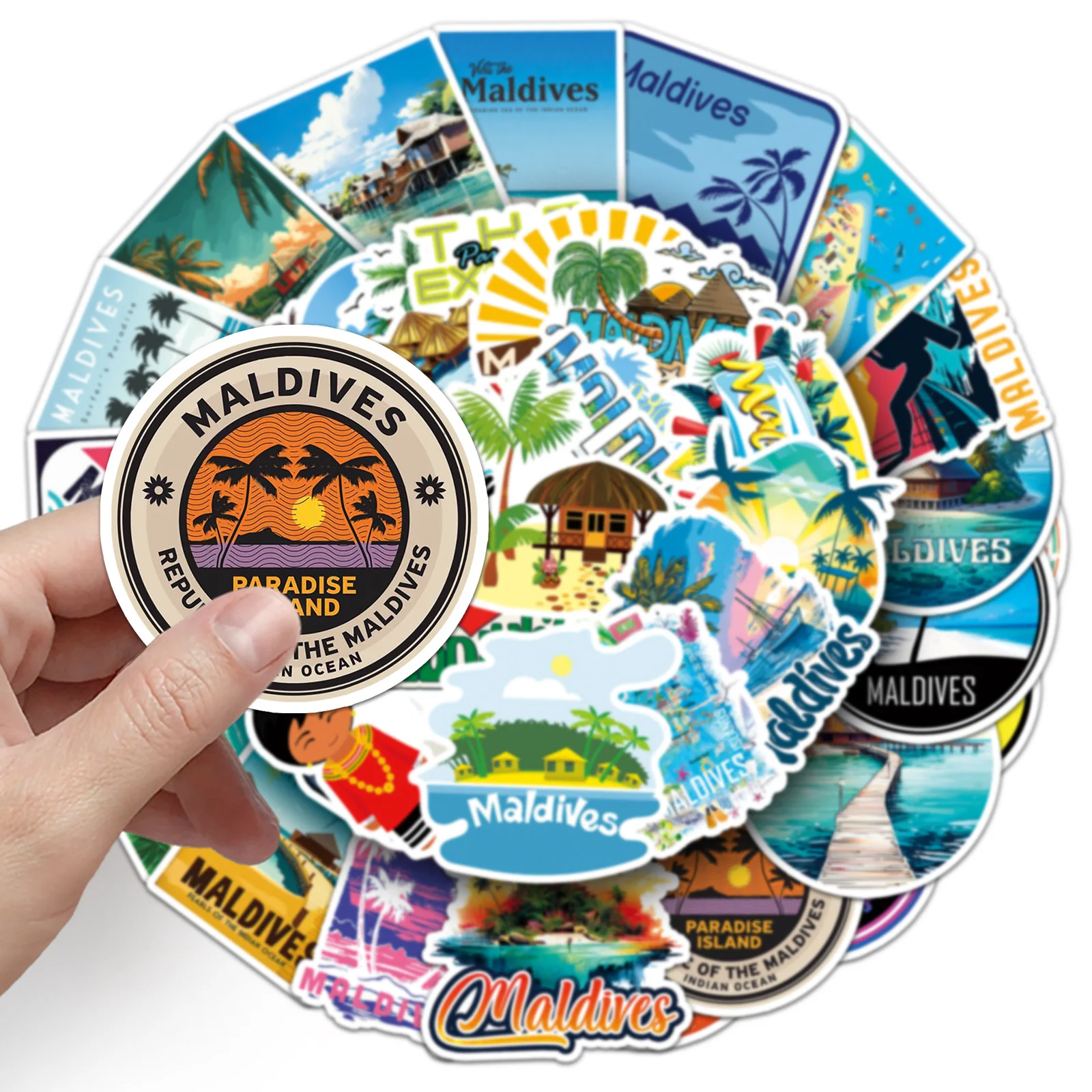 

50PCS Maldives Outdoor Travel Vacation Cartoon Sticker DIY Phone Laptop Luggage Skateboard Graffiti Decals Fun for Toys Gifts
