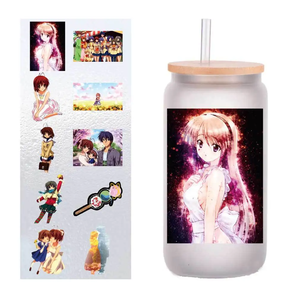 

10/package dumplings family Furukawa Nagisa UV transfer stickers Crystal label Cup stickers customized four inches.